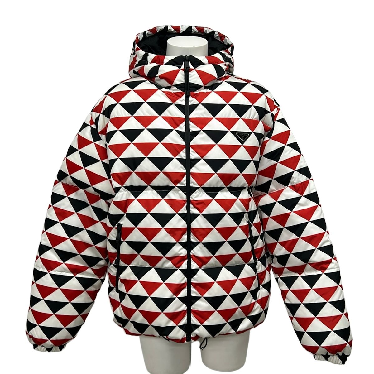 Prada Down Jacket M Red White Black Long Sleeve Zip Up Winter