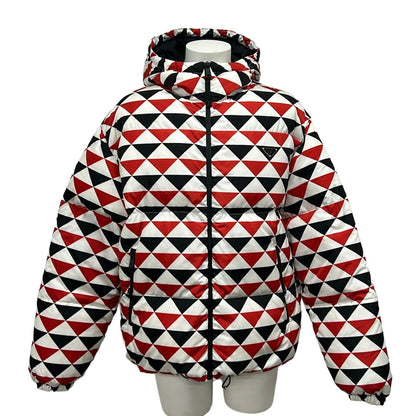 Prada Down Jacket M Red White Black Long Sleeve Zip Up Winter