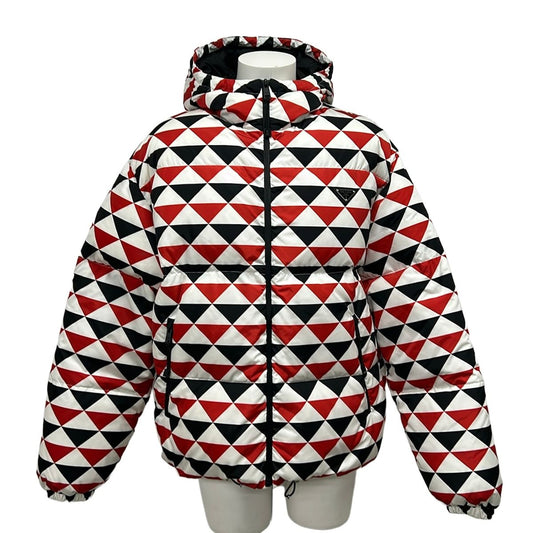 Prada Down Jacket M Red White Black Long Sleeve Zip Up Winter