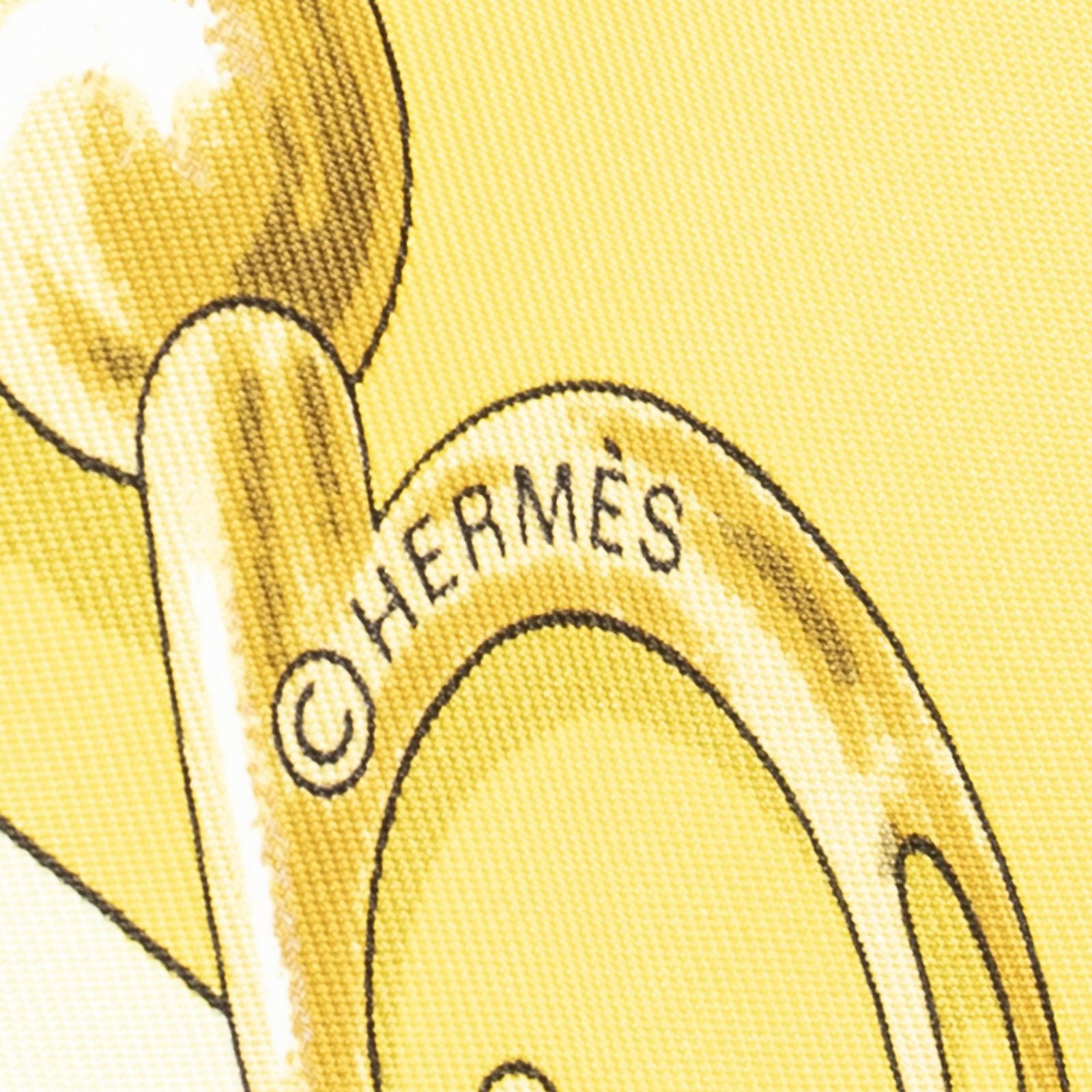 Hermes Scarf Yellow Blue Brown Silk — view 4