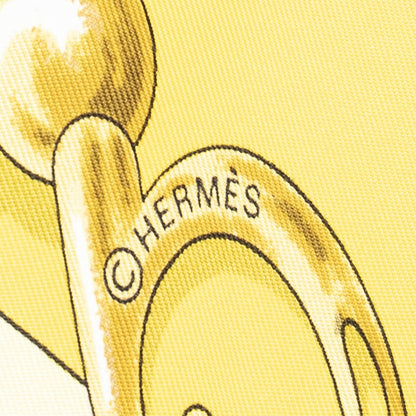 Hermes Scarf Yellow Blue Brown Silk — view 4