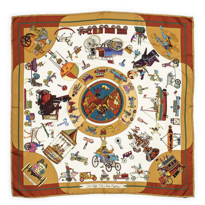Hermes Scarf Tan Ivory Orange Silk — view 2