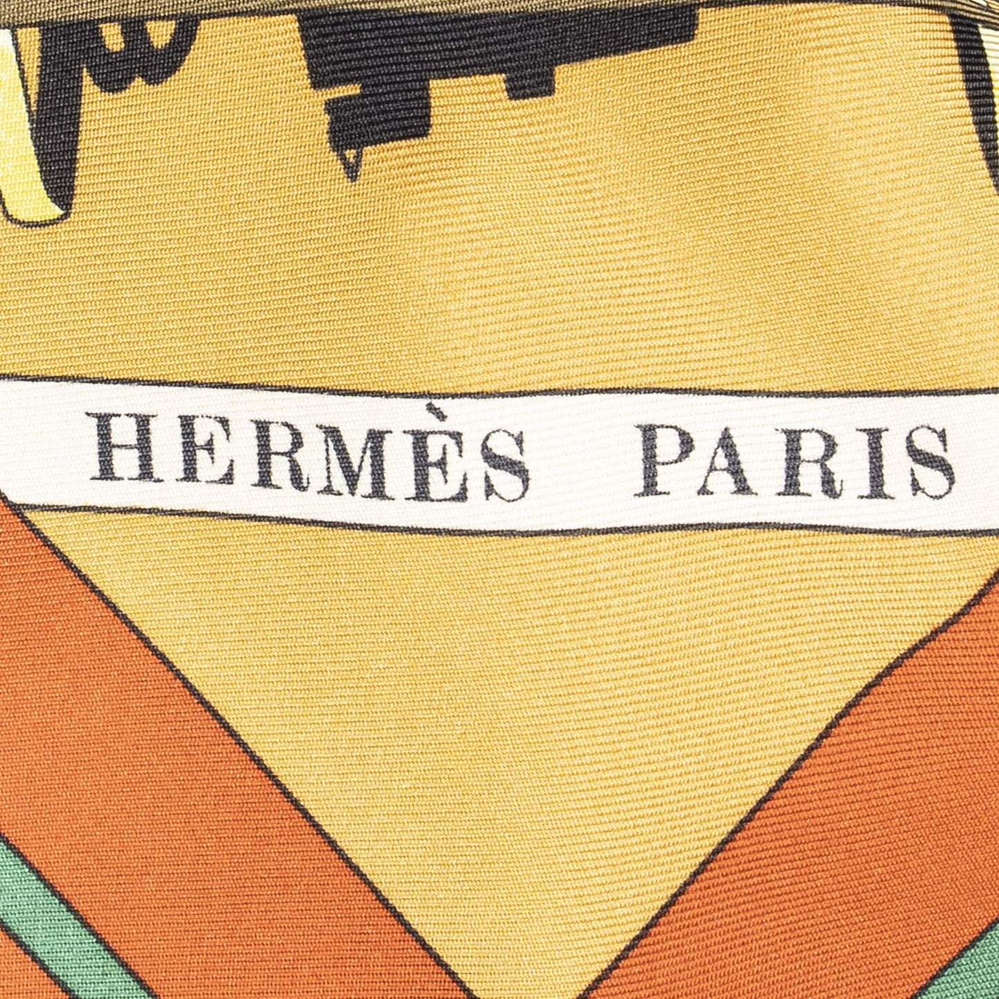 Hermes Scarf Tan Ivory Orange Silk — view 4