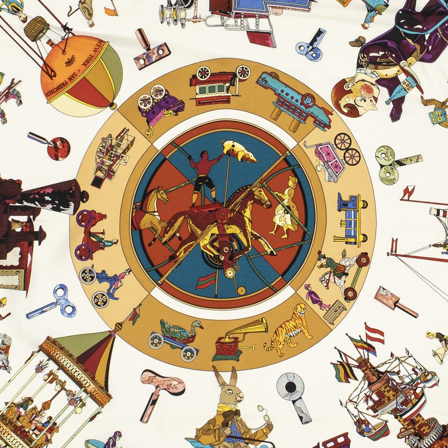 Hermes Scarf Tan Ivory Orange Silk — view 3