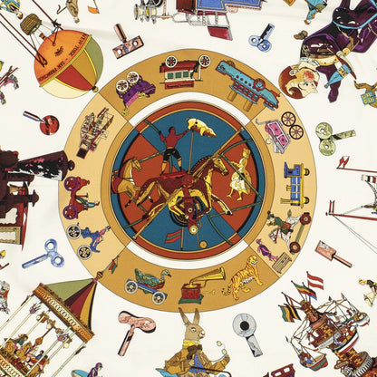 Hermes Scarf Tan Ivory Orange Silk — view 3
