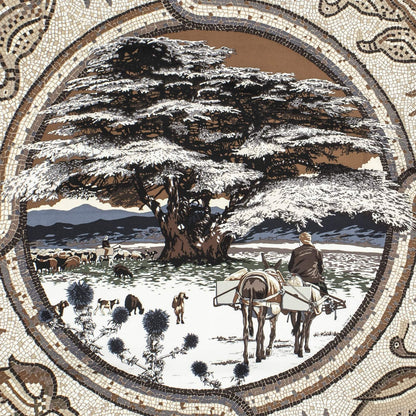 Hermes Scarf Brown Beige Twill Silk — view 3