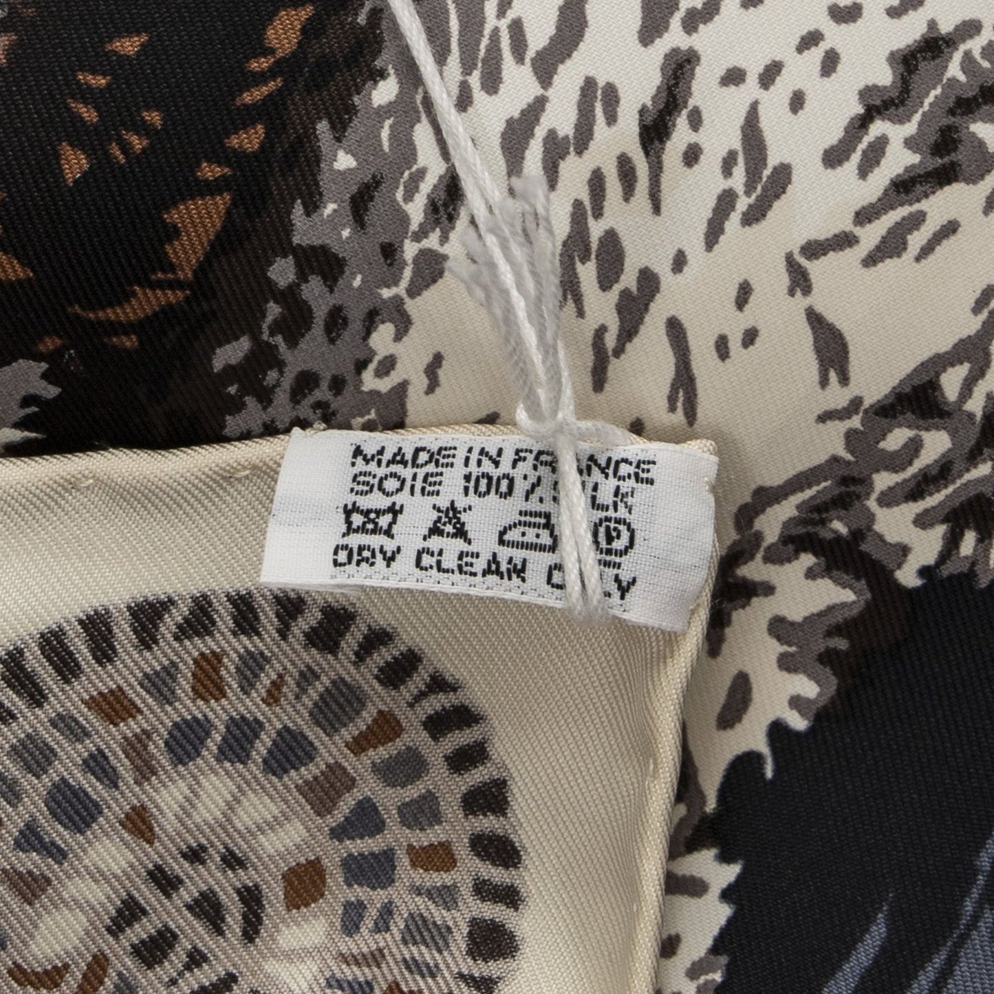 Hermes Scarf Brown Beige Twill Silk — view 5