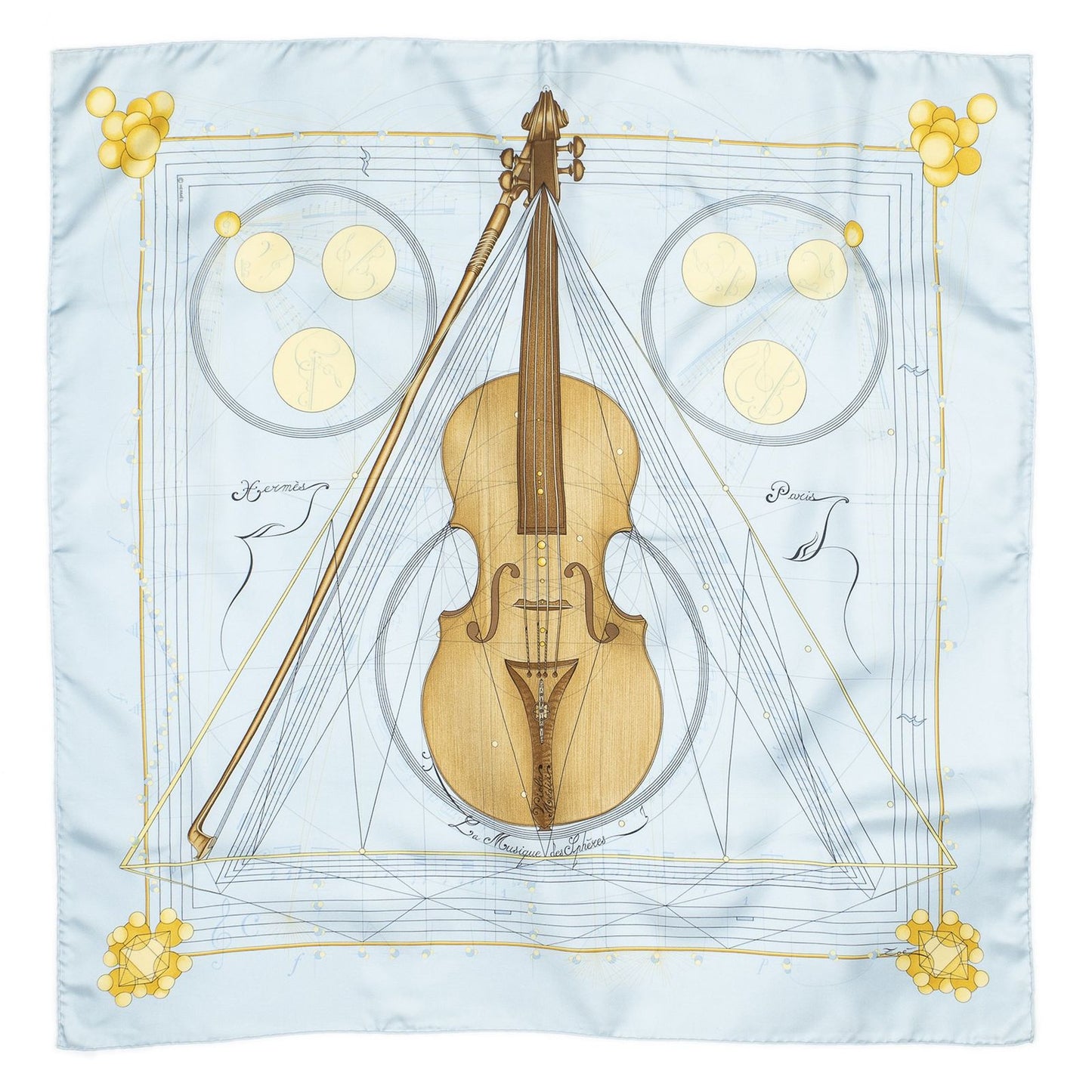 Hermes Scarf Light Blue Brown Silk — view 2