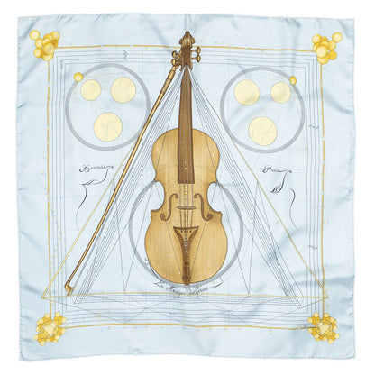 Hermes Scarf Light Blue Brown Silk — view 2