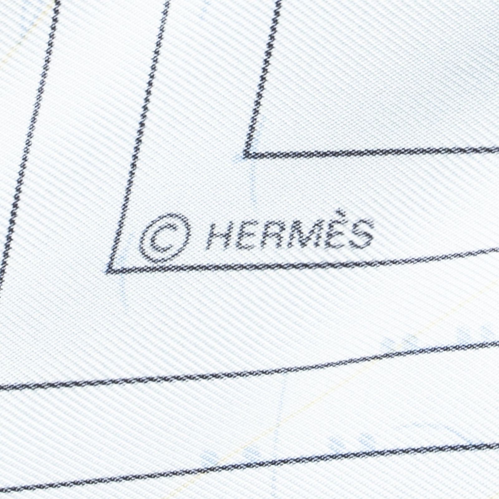 Hermes Scarf Light Blue Brown Silk — view 4