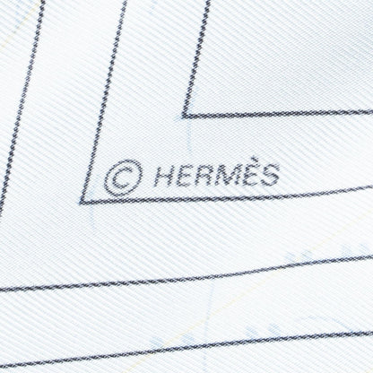 Hermes Scarf Light Blue Brown Silk — view 4
