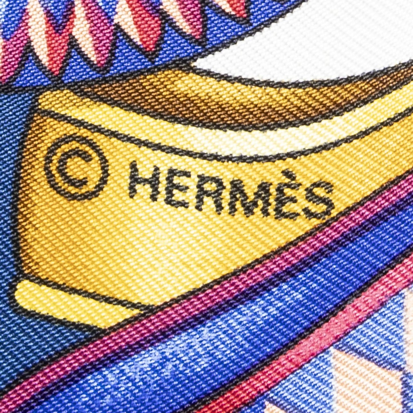 Hermes Scarf Blue Ivory Gold Silk — view 4