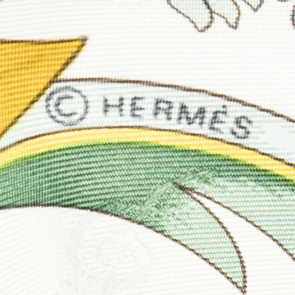 Hermes Scarf Ivory Green 100% Gold Jacquard Silk — view 4