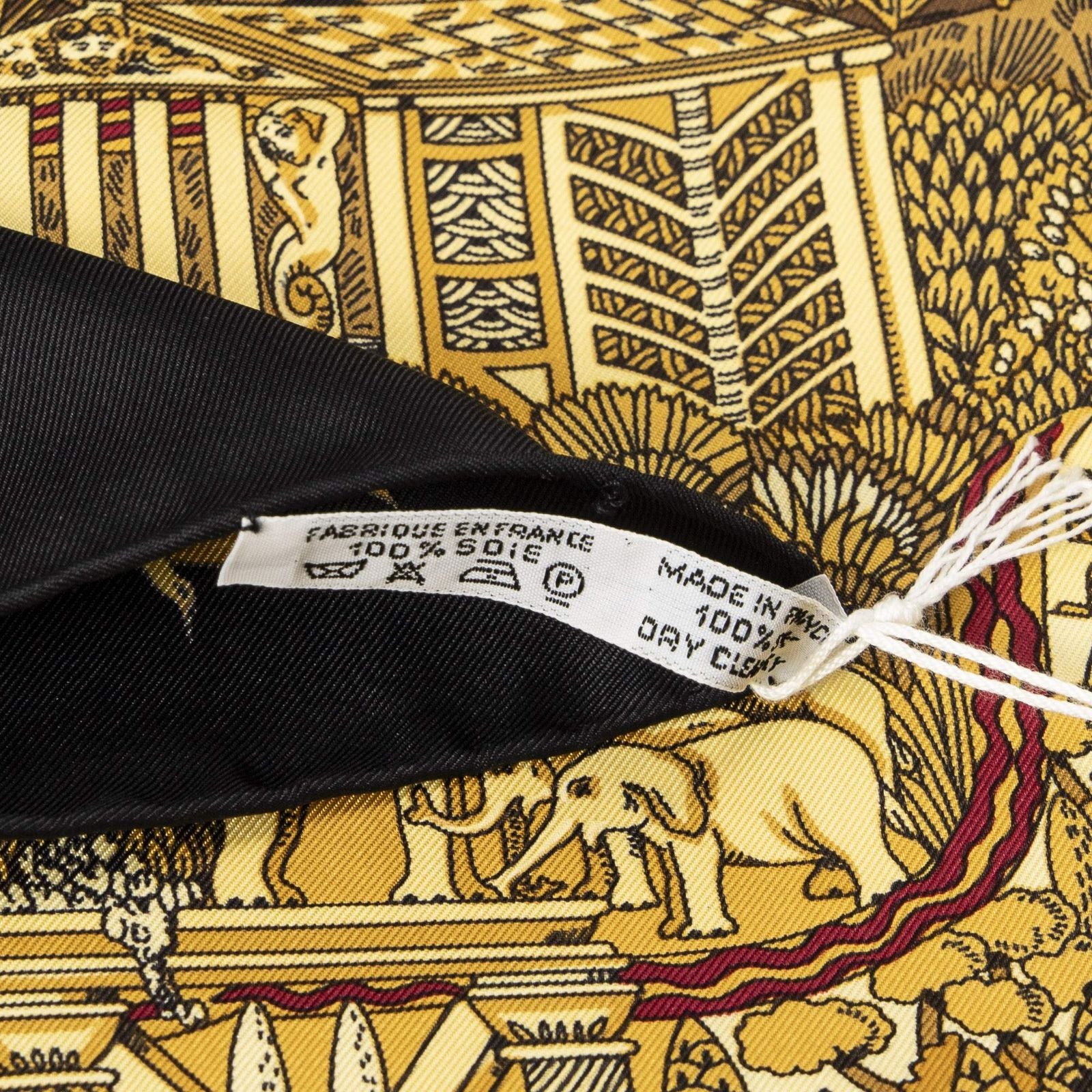 Hermes Scarf Black Gold Navy Silk — view 5