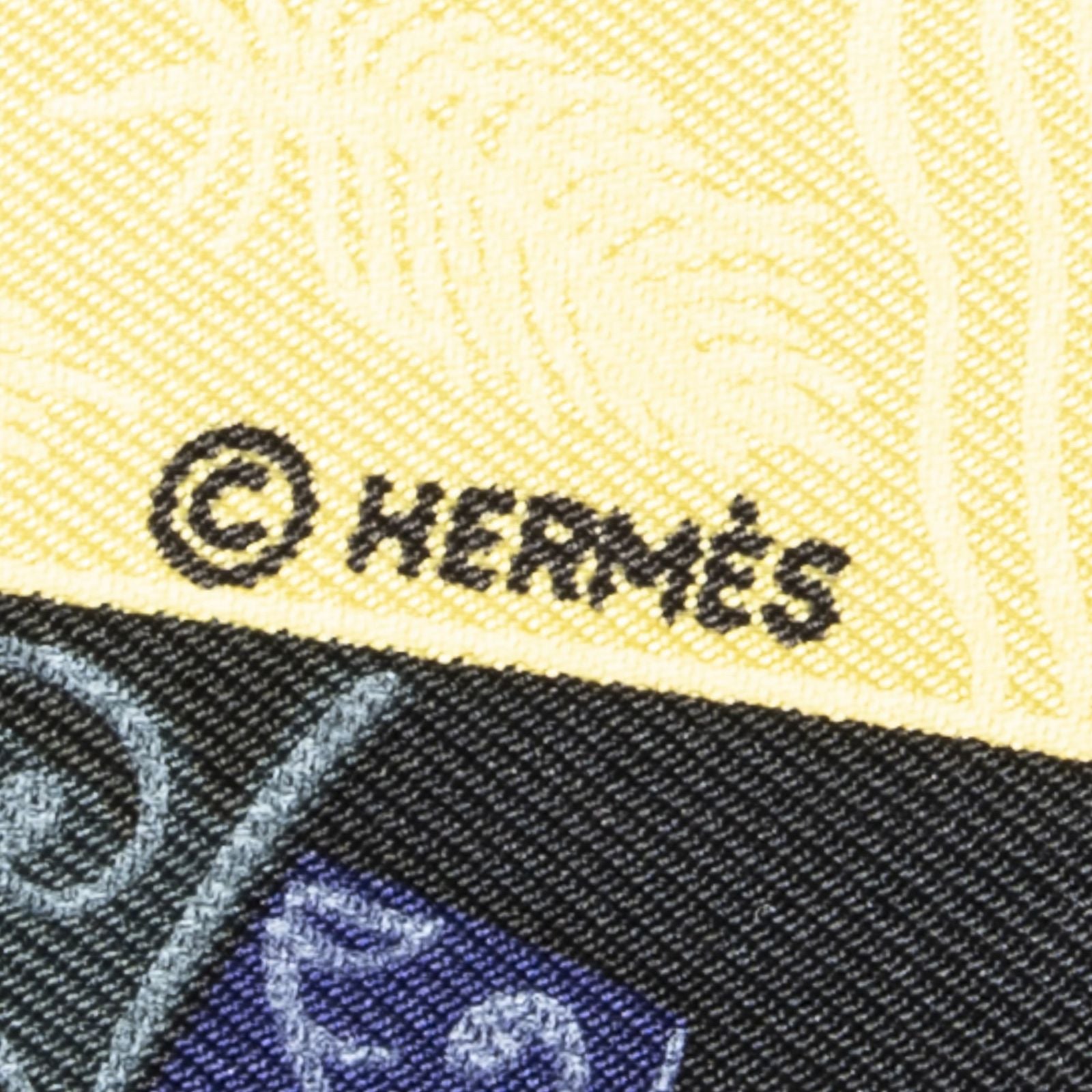Hermes Scarf Black Gold Navy Silk — view 4