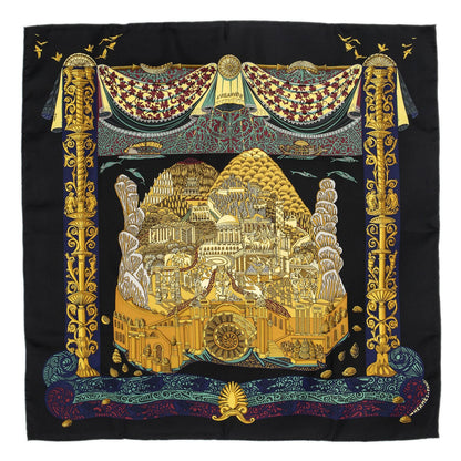 Hermes Scarf Black Gold Navy Silk — view 2