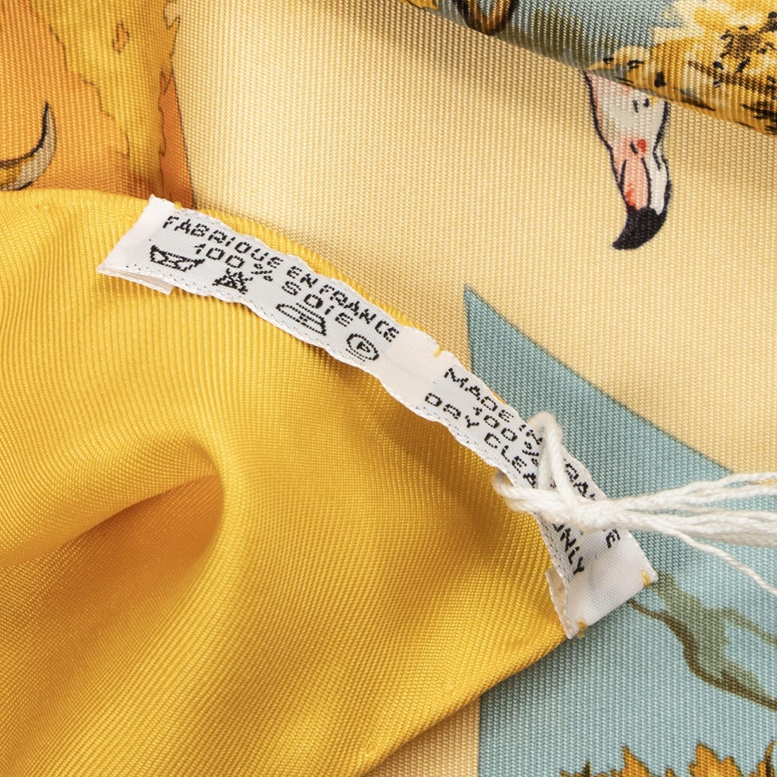 Hermes Scarf Yellow Brown Light Blue Silk — view 5