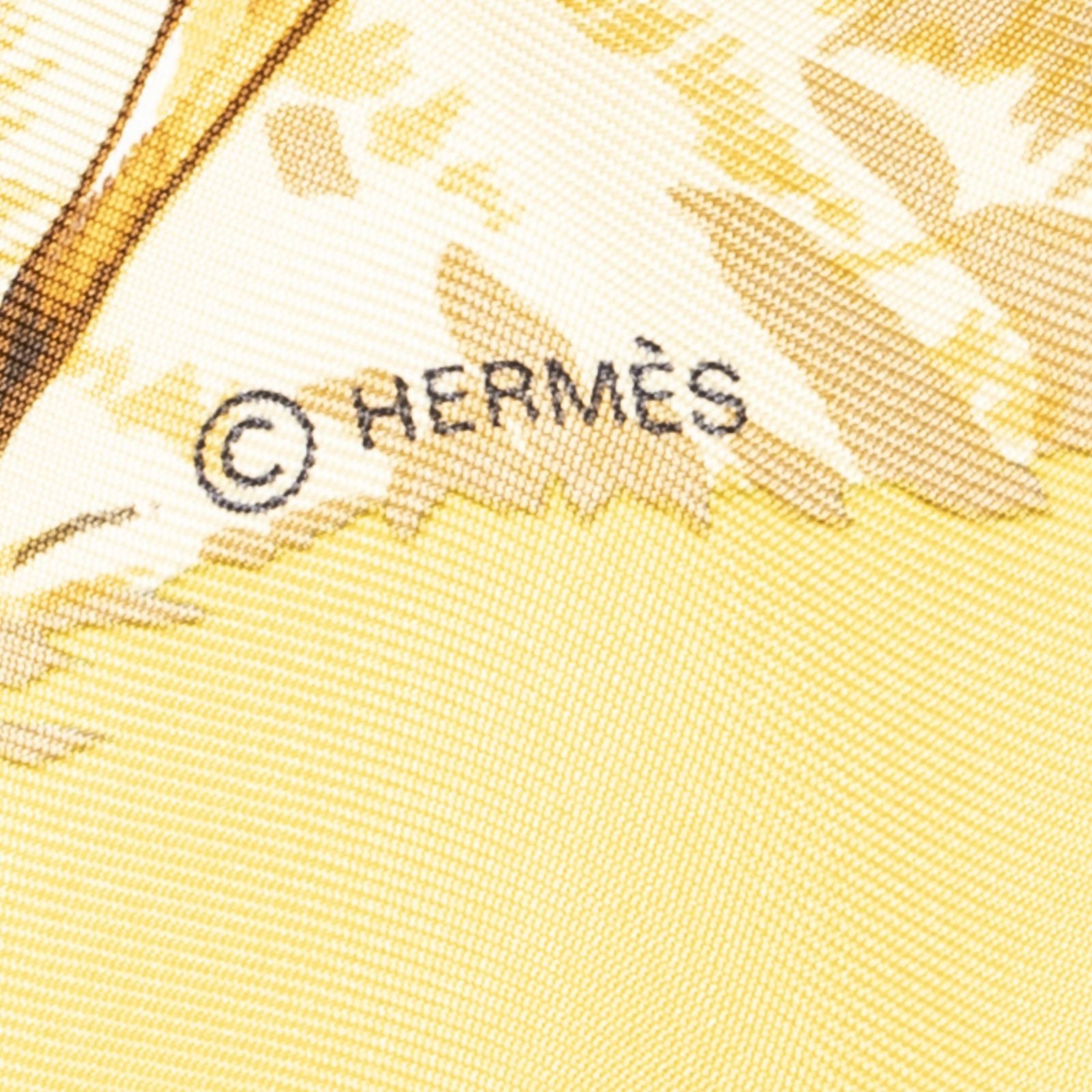 Hermes Scarf Yellow Brown Light Blue Silk — view 4
