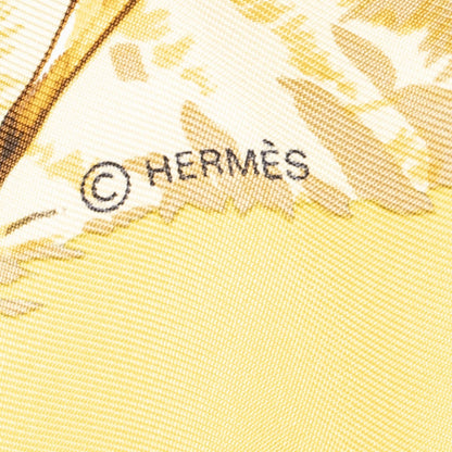 Hermes Scarf Yellow Brown Light Blue Silk — view 4