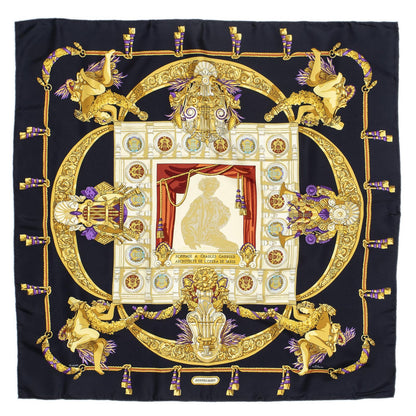 Hermes Scarf Navy Gold Purple Silk — view 2