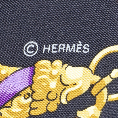 Hermes Scarf Navy Gold Purple Silk — view 4