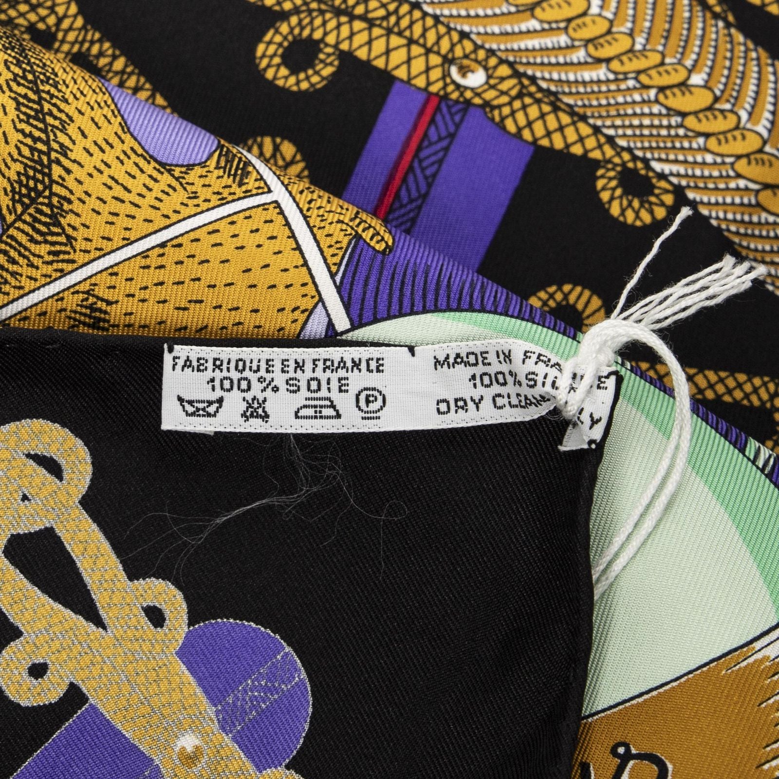 Hermes Scarf Purple Black Green Silk — view 5