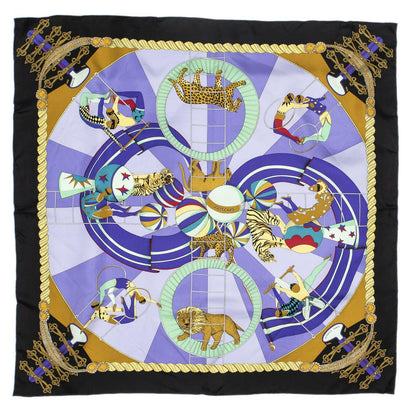 Hermes Scarf Purple Black Green Silk — view 2