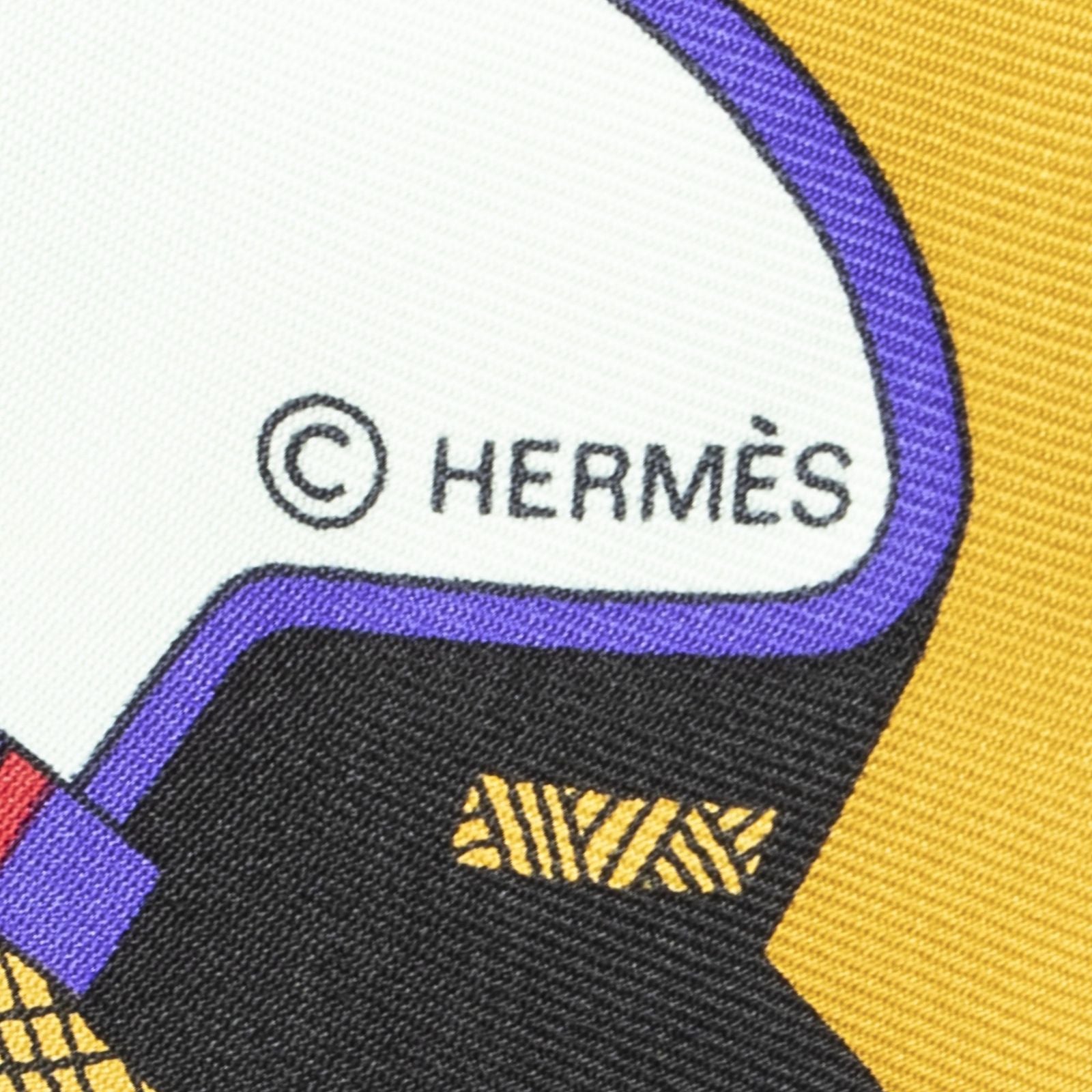 Hermes Scarf Purple Black Green Silk — view 4