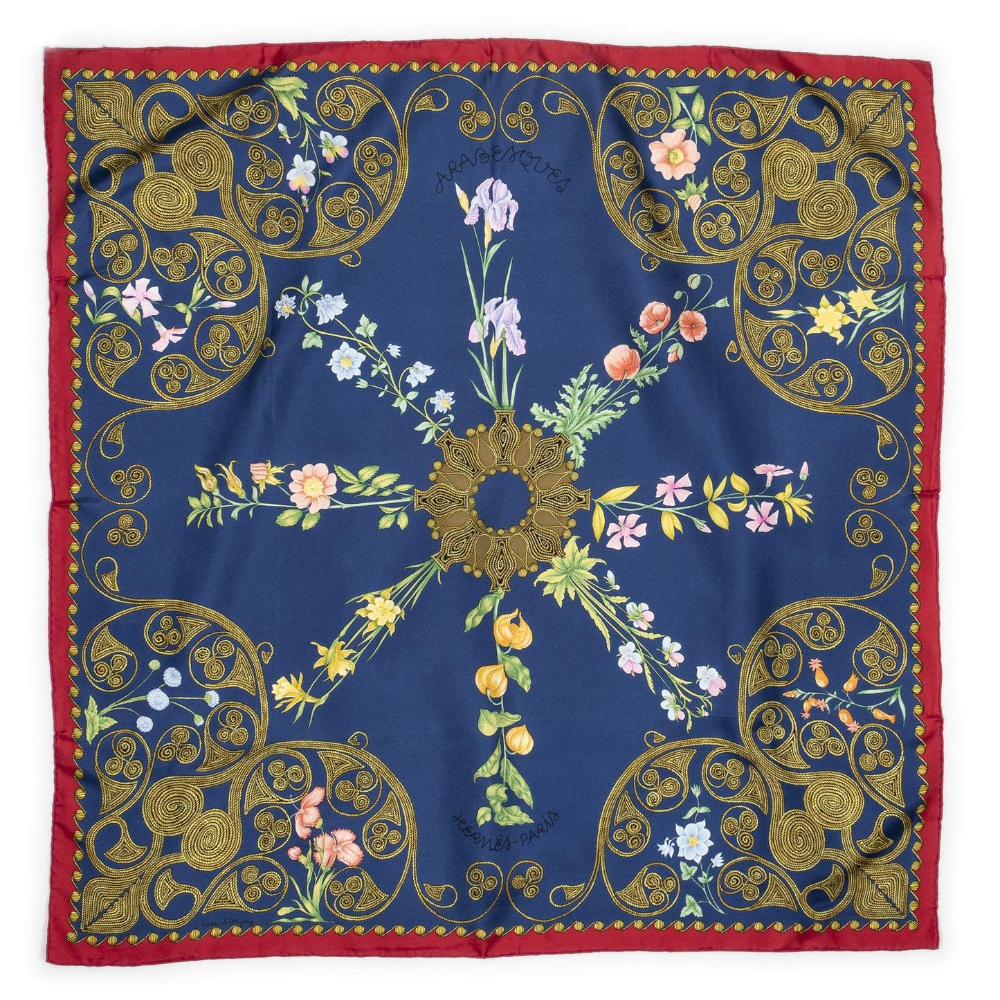Hermes Scarf Blue Red Green Silk — view 2