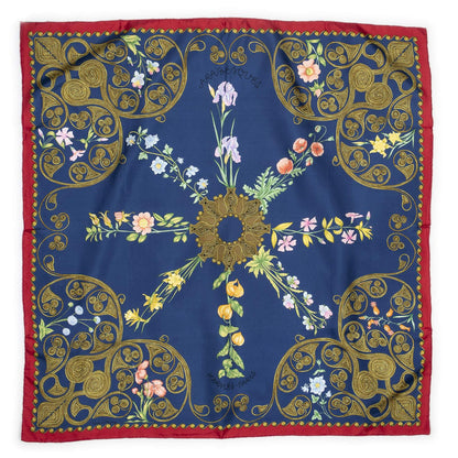 Hermes Scarf Blue Red Green Silk — view 2