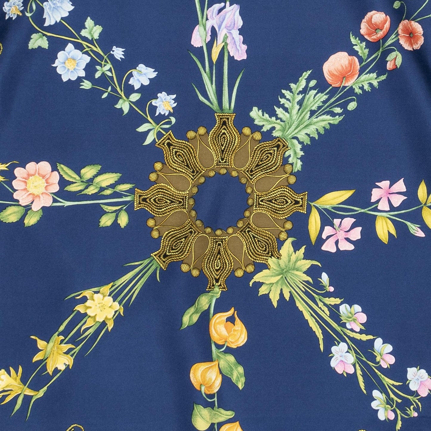 Hermes Scarf Blue Red Green Silk — view 3