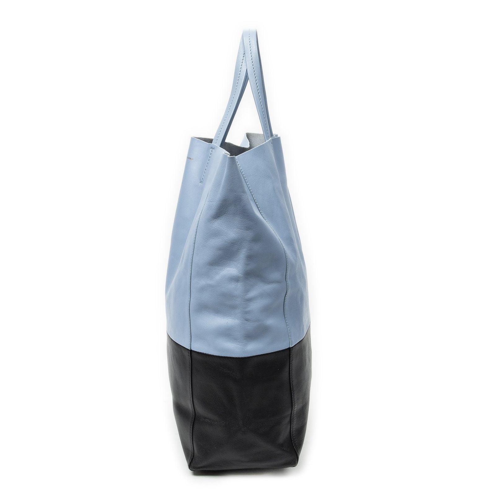 Celine Bicolor Vertical Cabas Tote Light Blue Black Calfskin Leather — view 3