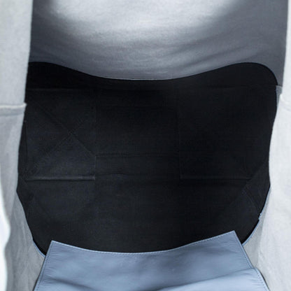 Celine Bicolor Vertical Cabas Tote Light Blue Black Calfskin Leather — view 9