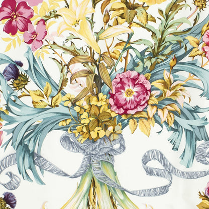 Hermes Scarf Ivory Yellow Teal Silk — view 3
