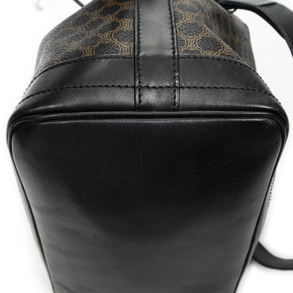 Celine Vintage Drawstring Bucket Tote Black Brown Macadam Canvas — view 7