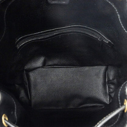 Celine Vintage Drawstring Bucket Tote Black Brown Macadam Canvas — view 9