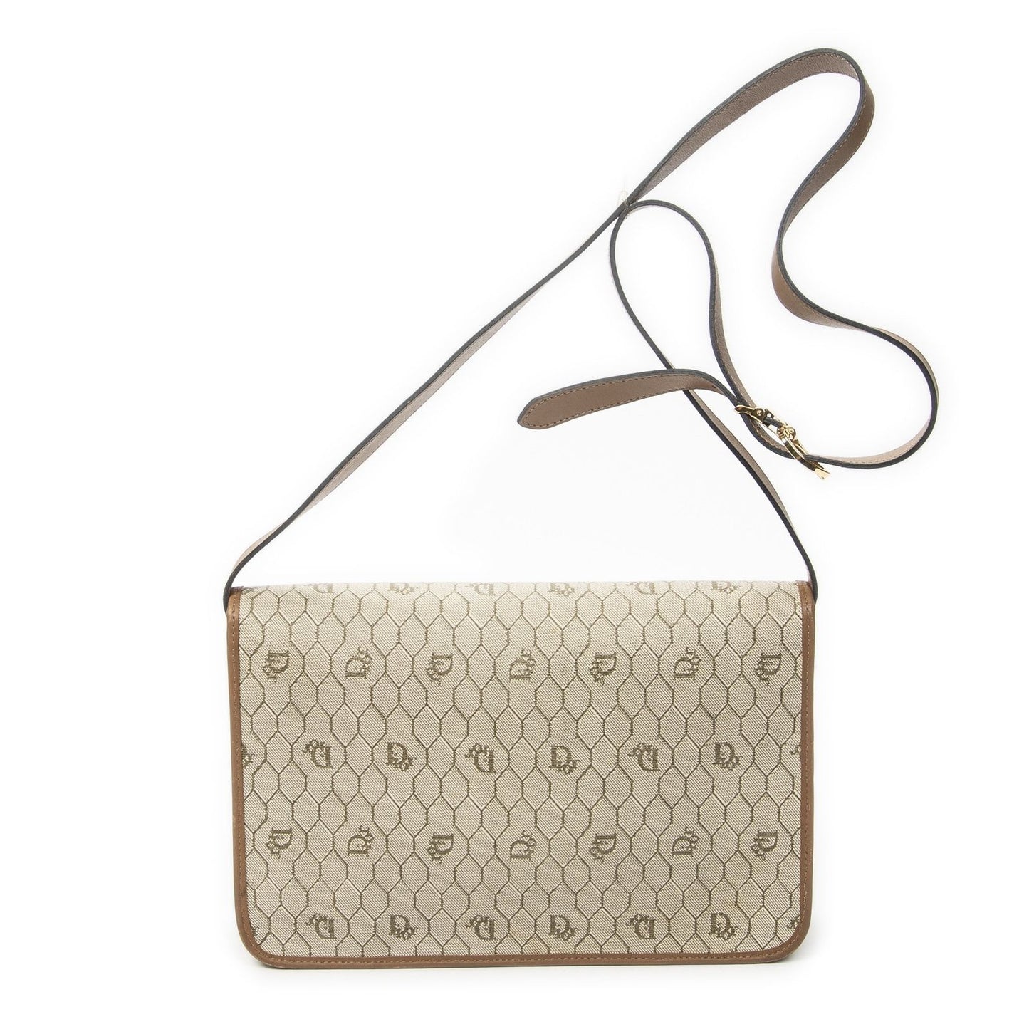Dior Vintage Crossbody Beige Brown Honeycomb Canvas — view 5