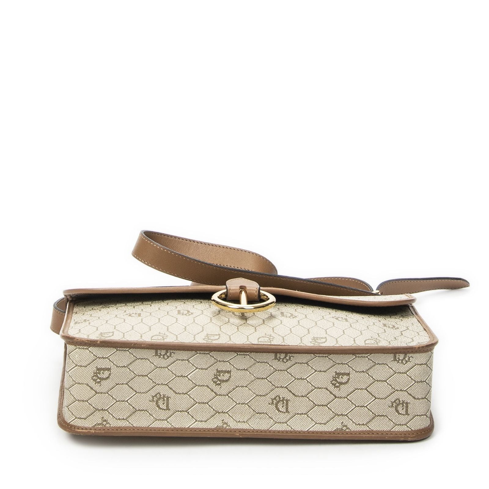 Dior Vintage Crossbody Beige Brown Honeycomb Canvas — view 6