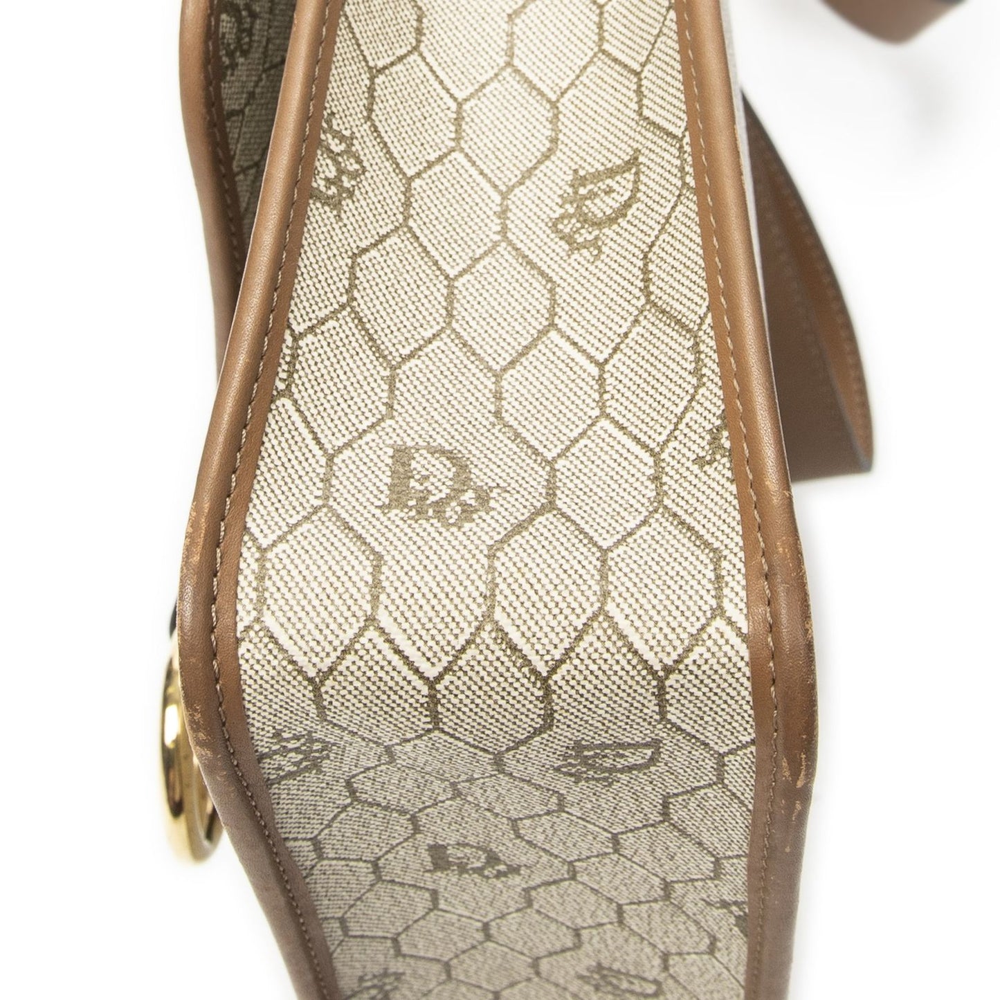 Dior Vintage Crossbody Beige Brown Honeycomb Canvas — view 8