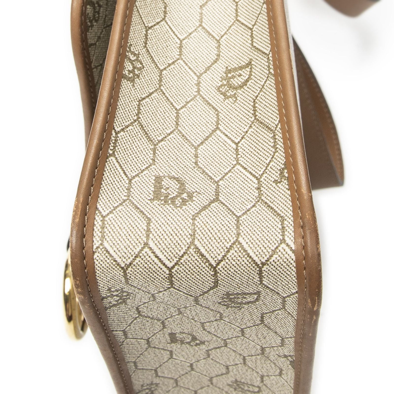 Dior Vintage Crossbody Beige Brown Honeycomb Canvas — view 8