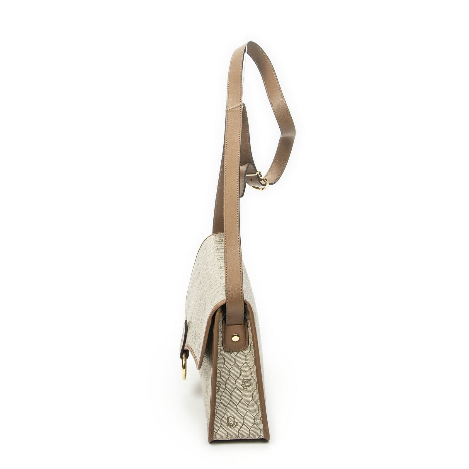 Dior Vintage Crossbody Beige Brown Honeycomb Canvas — view 3