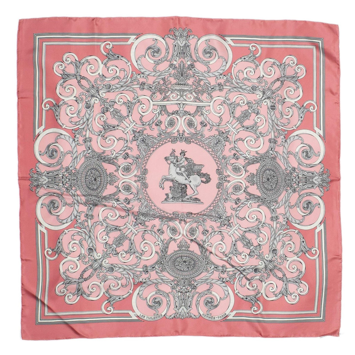 Hermes Scarf Light Pink Gray Silk — view 2