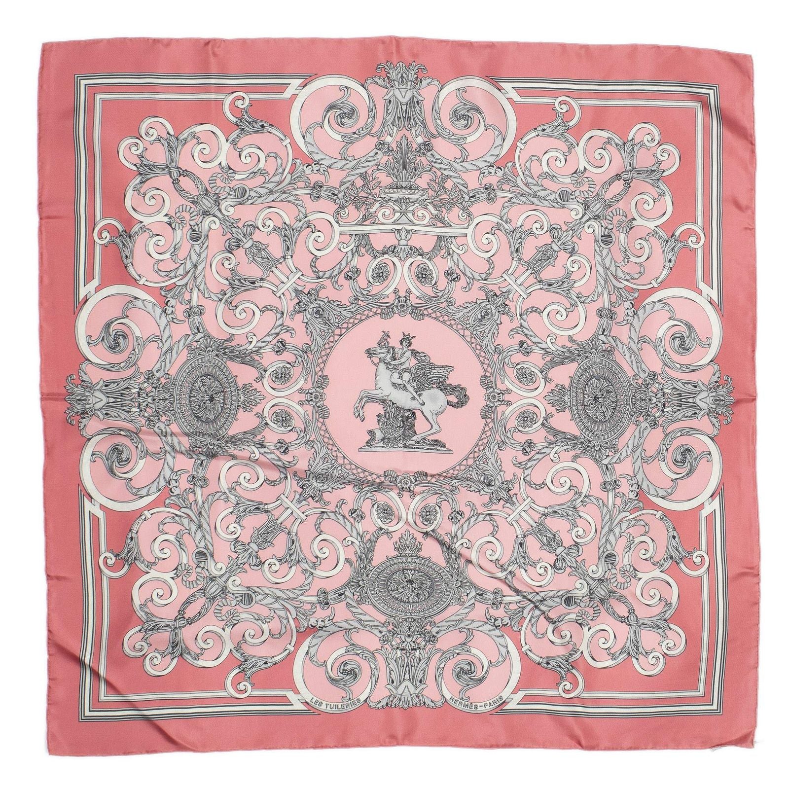 Hermes Scarf Light Pink Gray Silk — view 2