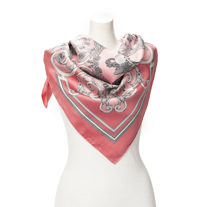 Hermes Scarf Light Pink Gray Silk