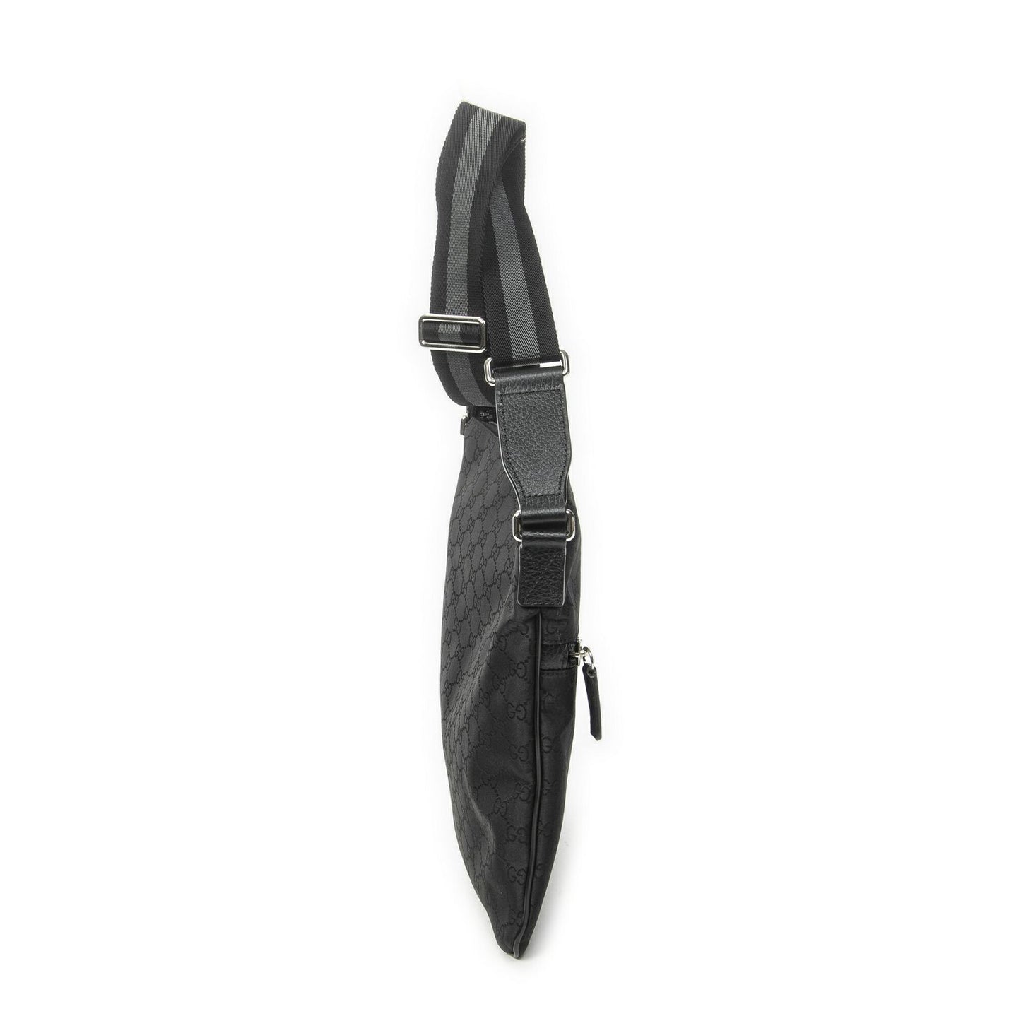 Gucci Small Front Zip Messenger Black GG Nylon Canvas — view 4