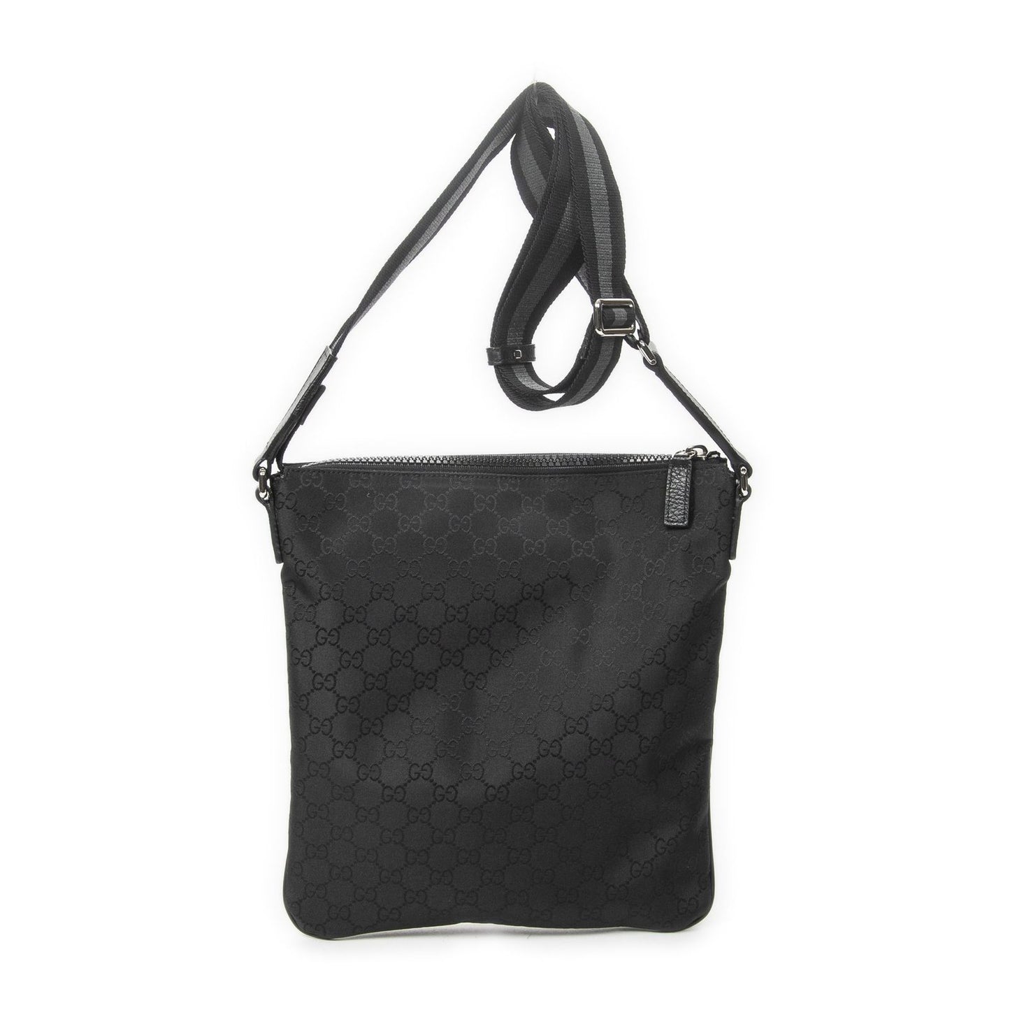 Gucci Small Front Zip Messenger Black GG Nylon Canvas — view 5