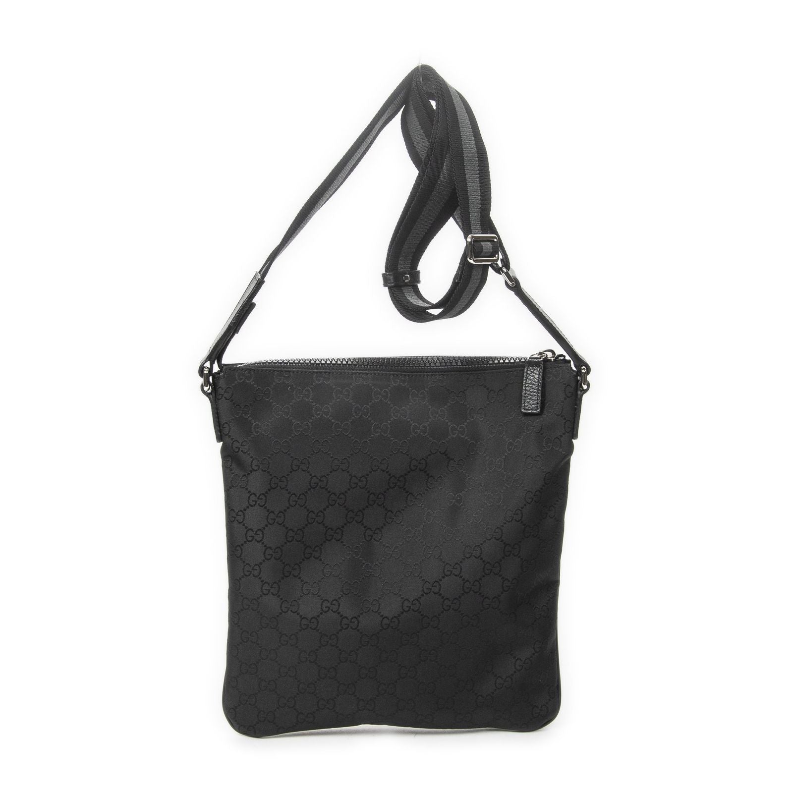 Gucci Small Front Zip Messenger Black GG Nylon Canvas — view 5