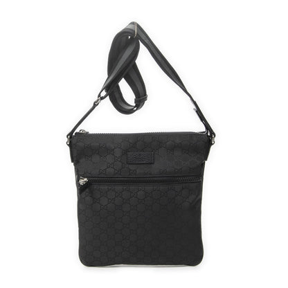Gucci Small Front Zip Messenger Black GG Nylon Canvas