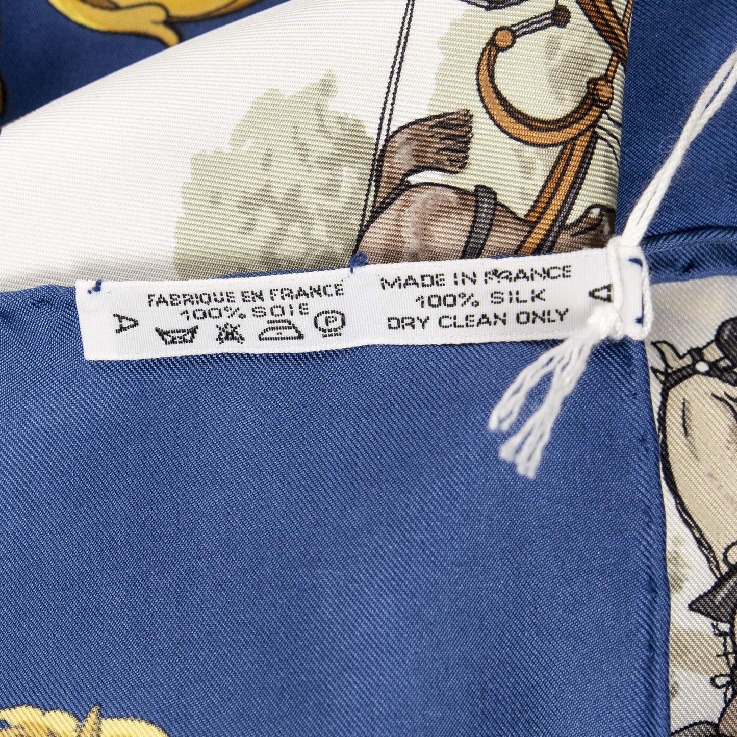 Hermes Scarf Blue Ivory Gold Silk — view 5