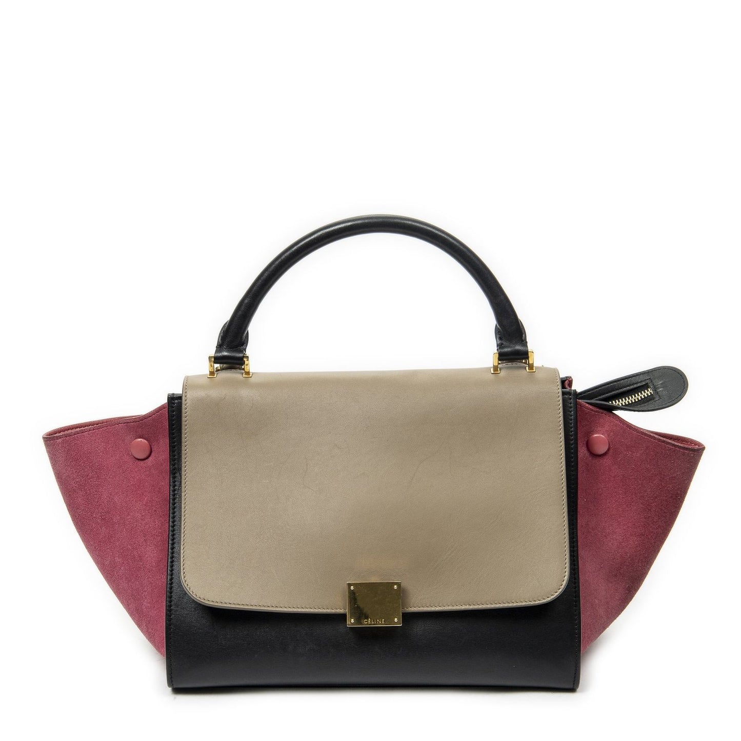 Celine Small Medium Swing Black Pink Top Calfskin Leather